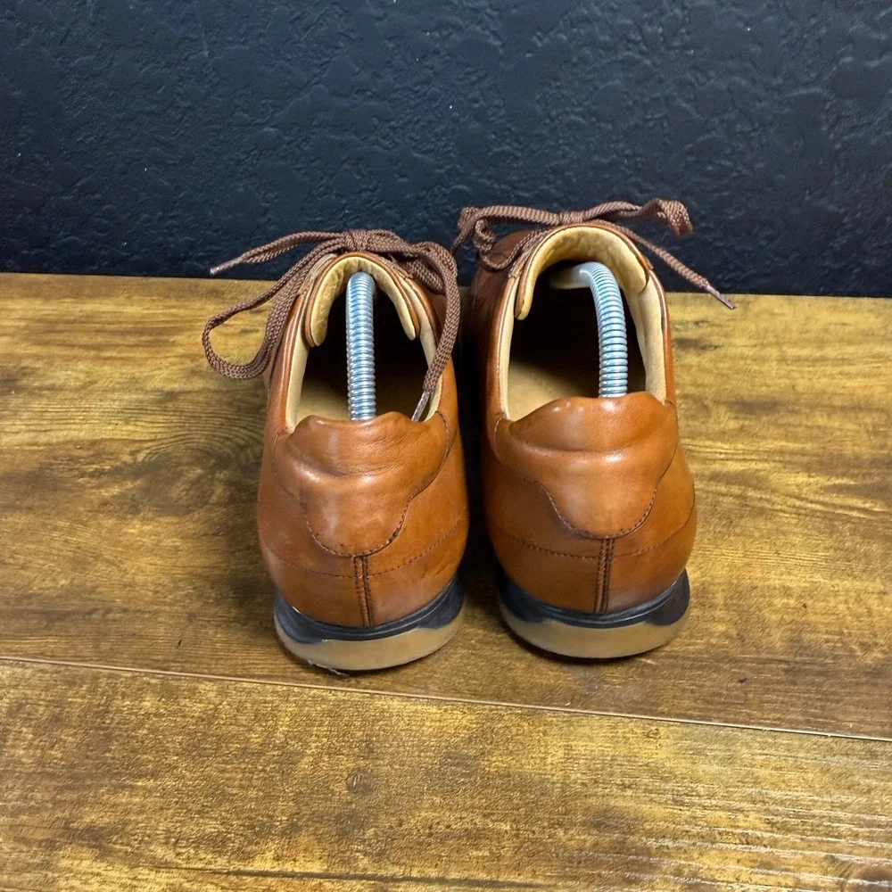 Paul Fredrick Italian Brown Leather Lace Up Casual Sneakers Mens Size 8.5 M